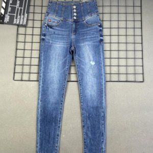 High waist denim slim pencil pants